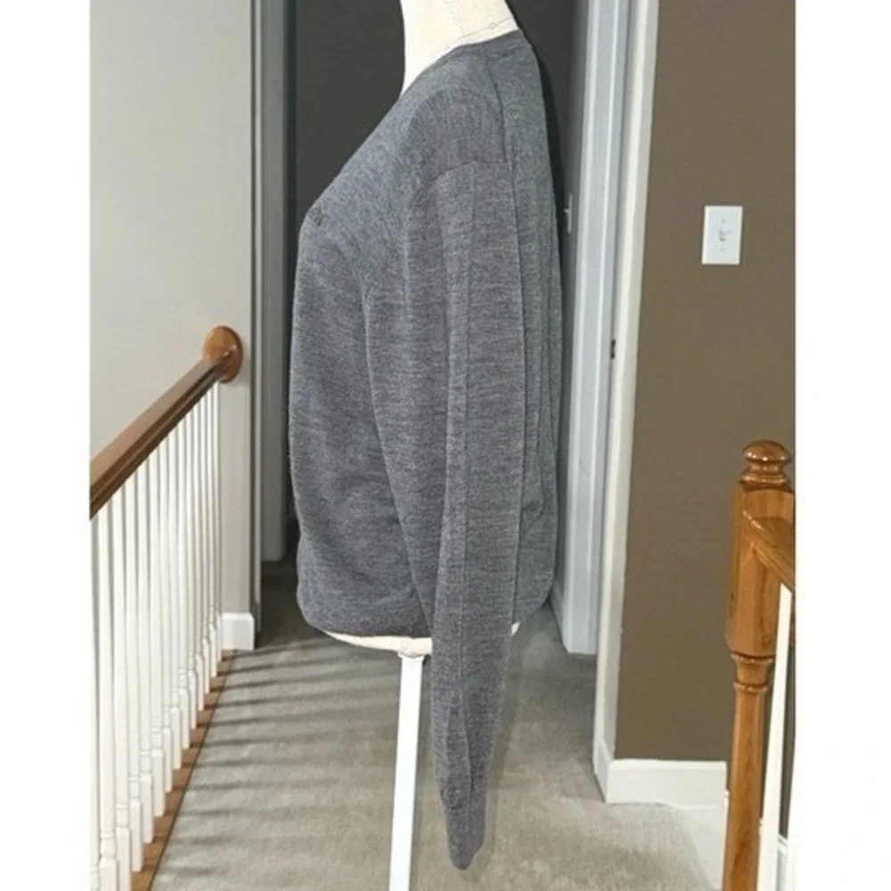 Lacoste Mens Gray Extra Fine Merino Wool V-Neck‎ Sweater Size XXL